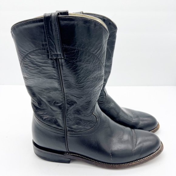 Cowtown Boots Black Leather Cowboy Boots Wide - Picture 3 of 9